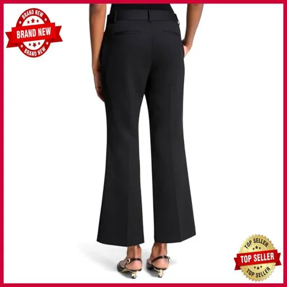 Mid Rise Cropped Wool Pants, Slim Fit with Flared Hem - Picture 2 of 2